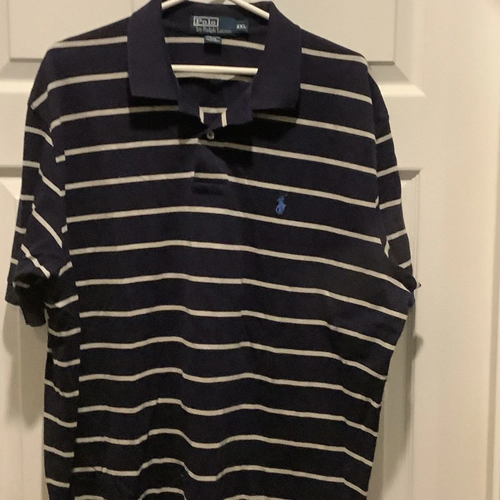 Polo‎ by Ralph Lauren Men's Navy and White Striped Polo
